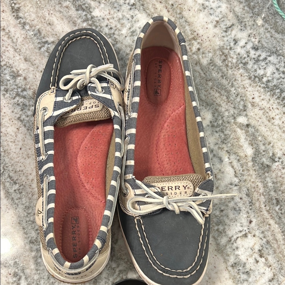 Sperry Blue and Cream Boat Shoes